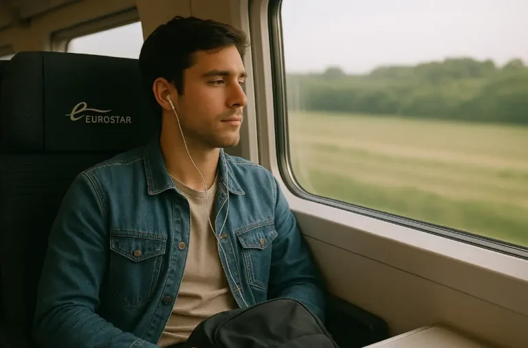 homme dans un train eurostar