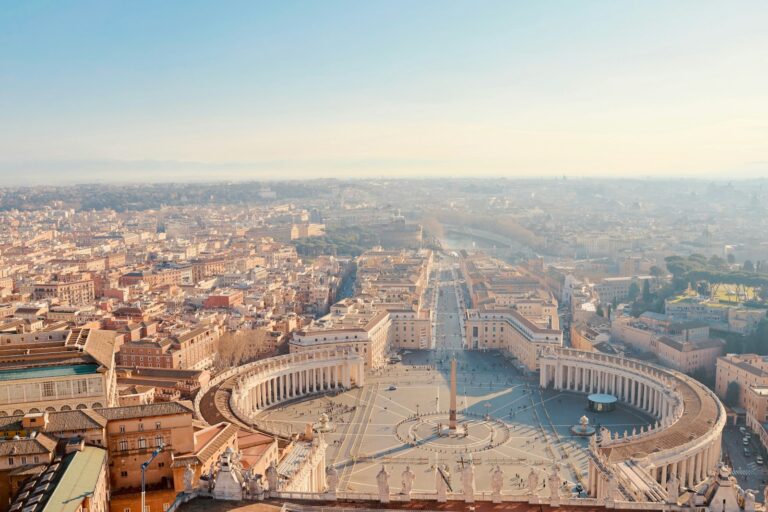A view of a city from a tall building