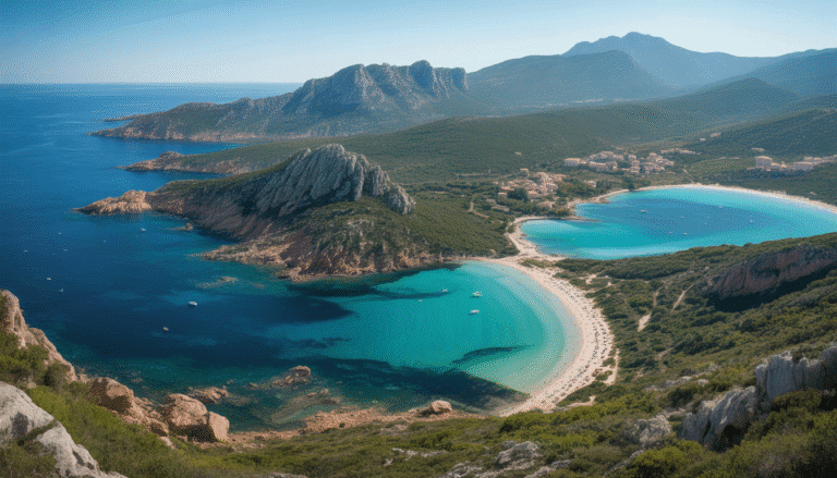 Photorealistic map of Southern Corsica with beaches, mountains, villages, and trails